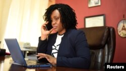 FILE - Fatmata Sorie, president of Legal Access through Women Yearning for Equality Rights and Social Justice (LAWYERS), is pictured in Freetown, Sierra Leone, Feb. 7, 2019.