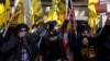 FILE - Sikh protesters rally outside the Consulate General of India, days after Canada expelled six Indian diplomats, linking them to the murder of a Sikh separatist leader and alleging broader efforts against Sikhs in Canada, in Toronto, Oct. 18, 2024. 