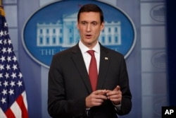 Homeland security adviser Tom Bossert speaks during the daily White House press briefing at the White House in Washington, May 11, 2017.