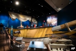 Photo shows a replica of a privateer ship at the Museum of the American Revolution in Philadelphia.