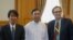 From right: VOA Director David Ensor, Burmese Parliament speaker Thura Shwe Mann and VOA Burmese Service Chief Than Lwin Htun in Naypyitaw, Jun 04, 2012 (VOA)