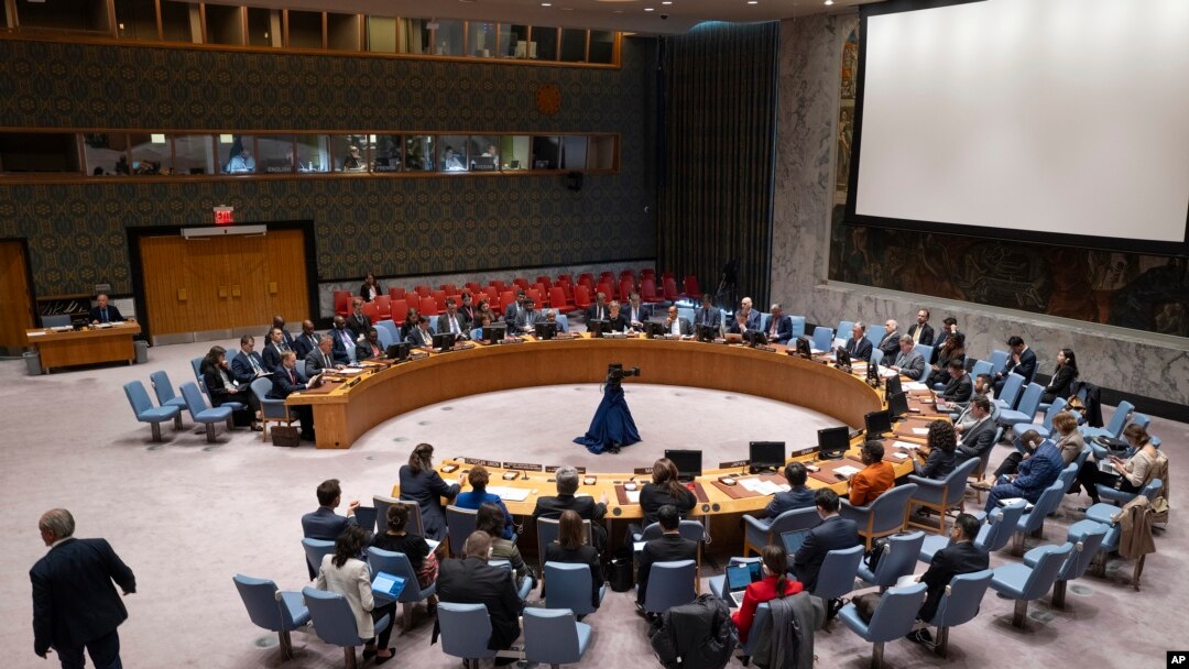 Miembros del Consejo de Seguridad de Naciones Unidas se reúnen el 9 de octubre de 2023 en la sede de Naciones Unidas. 