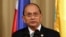 FILE - Burmese President Thein Sein delivers a speech to the media.