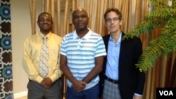 VOA's Ronald Cesar (L) with Radio Télé Caraibes' Patrick Moussignac (C) and BBG's Bruce Sherman.