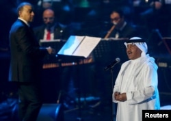 Renowned Saudi Arabian singer Mohammed Abdu peforms during a concert in Jeddah, Saudi Arabia, Jan. 30, 2017.