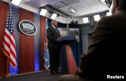 U.S. Defense Secretary Austin gives a press briefing at the Pentagon