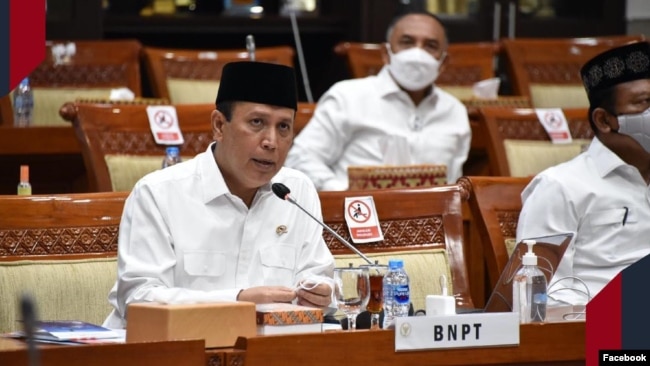 Kepala BNPT, Komjen Pol. Dr. Boy Rafli Amar M.H., menyampaikan bahwa tren terorisme di Indonesia menurun sejak tahun 2017. (Foto: Facebook/BNPT Republik Indonesia)