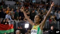 L'Ethiopienne Genzebe Dibaba, championne du monde du 1.500 m, ici lors d'un 3 000 m le 20 mars 2016 à Portland, Oregon, États-Unis.