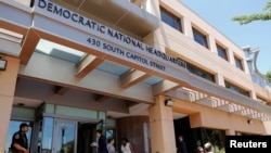 FILE - The headquarters of the Democratic National Committee are seen in Washington, June 14, 2016. Hackers penetrated the DNC's computer network, and thousands of emails were subsequently released. The Russian government has denied involvement.