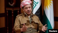 Iraq's Kurdistan region's President Massoud Barzani speaks during an interview with Reuters in Irbil, Iraq, July 6, 2017. 