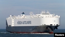 FILE - Undated file photo of Norwegian car carrier Hoegh St. Petersburg at sea.