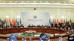 Members of the Shanghai Cooperation Organization seen during a meeting in Tashkent, Uzbekistan (File Photo - June 11, 2010)