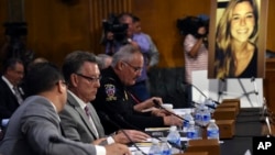 Jim Steinle (2-L) father of Kathryn Steinle, in photograph, testifies at a Senate Judiciary hearing in Washington, July 21, 2015. Kathryn Steinle was killed in San Francisco, allegedly by a man previously deported several times.