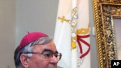 Auxiliary Bishop of Nazareth Giacinto-Boulos Marcuzzo speaks during a press conference at Notre Dame of Jerusalem, (File)