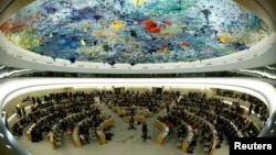 Vue sur le Conseil des droits de l'Homme de l'ONU à Geneve, Suisse, le 6 juin 2017.