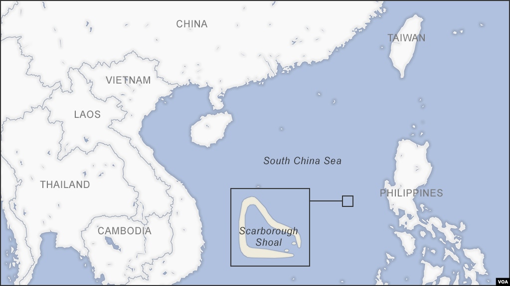 南中国海斯卡伯勒浅滩（中国称黄岩岛）的地理位置图 