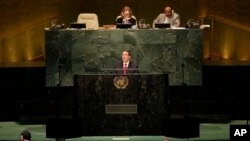 El canciller de Cuba, Bruno Rodríguez, durante su discurso en la ONU.