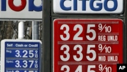 Gas prices are seen in Montpelier, Vermont, February 23, 2011