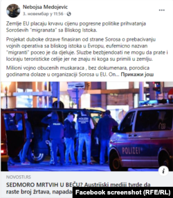 Facebook sreenshot of post from Nebojsa Medojevic, politician from Montenegro