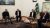 Iranian Parliament Speaker Mohammad Bagher Ghalibaf meets with chief of Defence Forces of Pakistan, in Tehran
