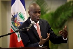 FILE - Haiti's President Jovenel Moise speaks during a news conference at the National Palace in Port-au-Prince, March 2, 2020.