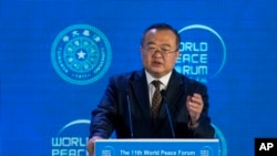 FILE - Liu Jianchao, who heads the Chinese Communist Party’s international department, speaks during a session of the World Peace Forum in Beijing on July 2, 2023. Liu will meet with U.S. Secretary of State Antony Blinken on Jan. 12, 2024 — the day before Taiwan holds elections.