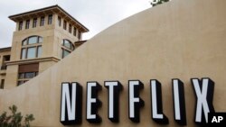 FILE - An Oct. 11, 2011, photo shows the exterior of Netflix headquarters in Los Gatos, California.