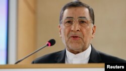 Seyyed Alireza Avaei, Minister of Justice of Iran, addressed the Human Rights Council at the United Nations in Geneva, Switzerland, Feb. 27, 2018.