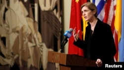 Samantha Power devant l'assemblée des Nations Unies le 19 décembre 2016 à New York.