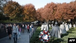 미국 수도 워싱턴의 한국전 참전 기념관.