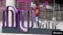 The logo of Nubank, a Brazilian fintech startup, is pictured at the bank's headquarters in Sao Paulo, Brazil, June 19, 2018. 