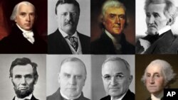 Some of the richest and poorest U.S. presidents (top row from left): James Madison, Theodore Roosevelt, Thomas Jefferson (AP Photo), Zachary Taylor. (Bottom row, from left) Abraham Lincoln, William McKinley, Harry Truman and George Washington.