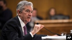 Federal Reserve Chairman Jerome Powell testifies before the Senate Banking, Housing and Urban Affairs Committee, Feb. 26, 2019 in Washington.