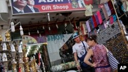 Russian tourists shop in the Old Market in the Red Sea resort town of Sharm el-Sheikh, south Sinai, Egypt, Nov. 8, 2015.