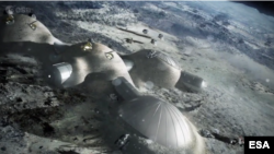 The European Space Agency is going ahead with plans to build a "moon village" seen above in an artist's sketch. (ESA)