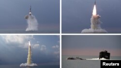북한이 신형 잠수함발사탄도미사일(SLBM) 시험 발사에 성공했다며 관영매체를 통해 사진을 공개했다.