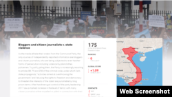 RSF xếp hạng Việt Nam thứ 175 trong số 180 quốc gia về tự do báo chí năm 2018. (Ảnh: RSF.org)