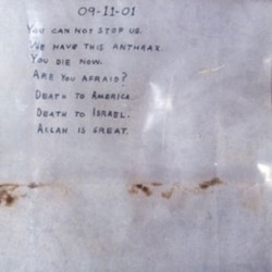 The letter containing anthrax that was sent to the office of the Senate majority leader