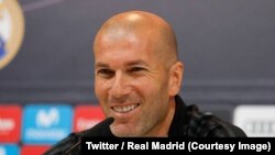 L'entraîneur du Real Madrid, Zinédine Zidane, 14 avril 2018. (Twitter/Real Madrid)