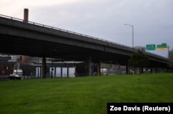 A view of a freeway in Syracuse, New York, U.S., April 27, 2021.
