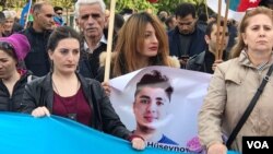 Milli Şuranın mitinqində Mehman Hüseynova azadlıq tələb edilir.(28.10.2017)