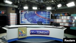 An empty studio of the NTV channel is seen, which was shutdown by the Kenyan government because of their coverage of opposition leader Raila Odinga's symbolic presidential inauguration this week, at the Nation group media building in Nairobi, Kenya, Feb. 1, 2018.