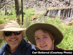 Carl Botterud and his son Porter in the Heigh Sierra Mountains, July 2015. He buys odor control clothes for his camping trips. (Credit: Carl Botterud)