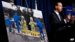 Deputy Attorney General Rod Rosenstein speaks about the dangers of fentanyl, at DEA Headquarters in Arlington, Virginia, June 6, 2017.