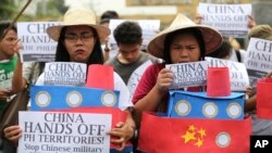 Protes pelajar di Manila, Filipina atas militerisasi China di Laut China Selatan (Foto: dok).