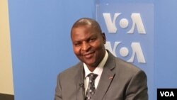 Le président centrafricain Faustin-Archange Touadéra lors d'une interview au siège de l'ONU à New York, 21 avril 2016.