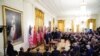 美国总统特朗普在白宫东厅举行的美中贸易协定签署仪式上发表讲话（2020年1月15日）。