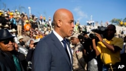 L'ancien président Michel Martelly aux funérailles de l'ancien président René Préval à Port-au-Prince, Haïti, 11 mars 2017.