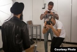 Amit and Naroop, the London photographers of the Sikh Project, during their shoot with the famous actor and model Waris Ahluwalia.