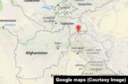 The red arrow marks the approximate area in the Hindu Kush region of Afghanistan where a 6.6-magnitude earthquake struck.